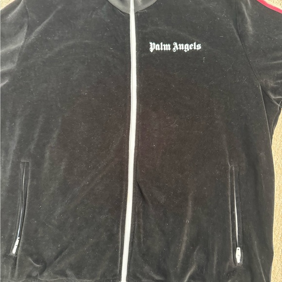 Palm Angels Black and Red Zip-Up Sweater